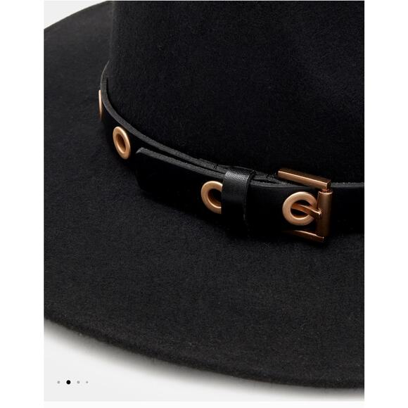 All Saints Black Hat with Gold Accents - Picture 3 of 13